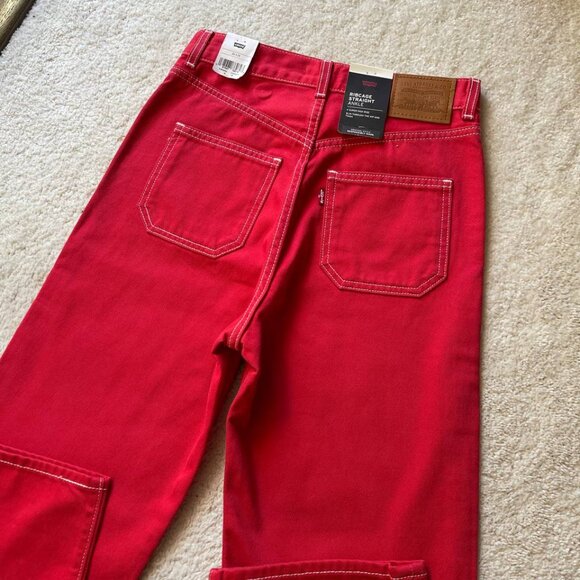 NWT Levi's Ribcage Straight Ankle Bright Red Women's Jeans Size 26/29 - Picture 6 of 12